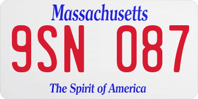 MA license plate 9SN087