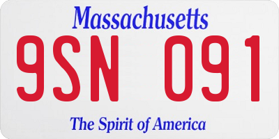 MA license plate 9SN091