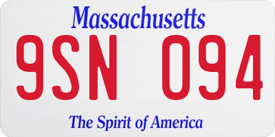 MA license plate 9SN094