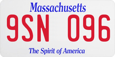 MA license plate 9SN096