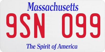 MA license plate 9SN099