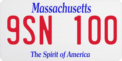 MA license plate 9SN100