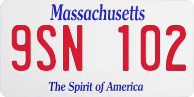 MA license plate 9SN102