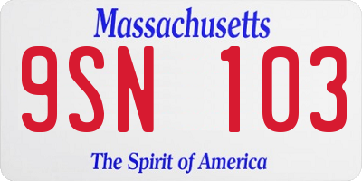 MA license plate 9SN103