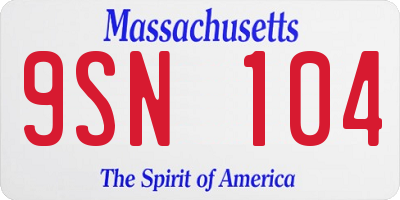 MA license plate 9SN104