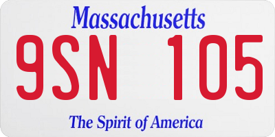 MA license plate 9SN105