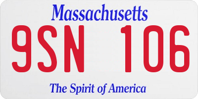 MA license plate 9SN106