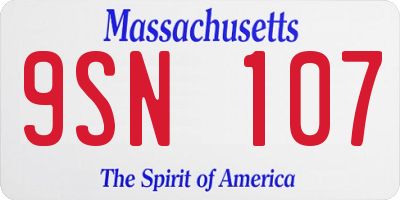 MA license plate 9SN107
