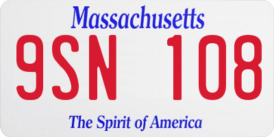 MA license plate 9SN108