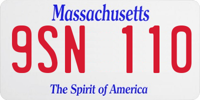 MA license plate 9SN110