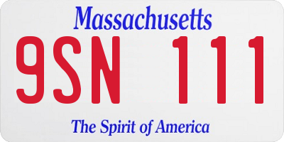 MA license plate 9SN111