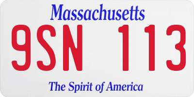MA license plate 9SN113