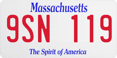 MA license plate 9SN119