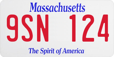 MA license plate 9SN124