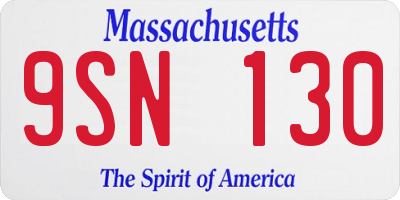 MA license plate 9SN130