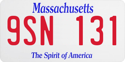 MA license plate 9SN131