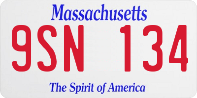 MA license plate 9SN134