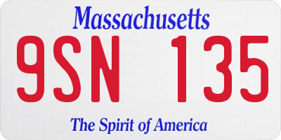 MA license plate 9SN135
