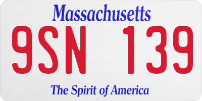 MA license plate 9SN139
