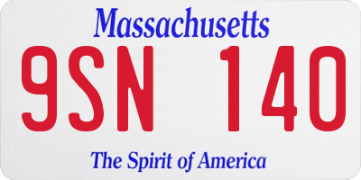 MA license plate 9SN140