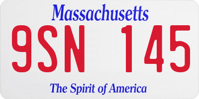 MA license plate 9SN145
