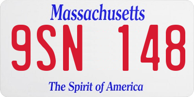 MA license plate 9SN148