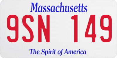 MA license plate 9SN149