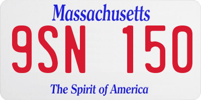 MA license plate 9SN150