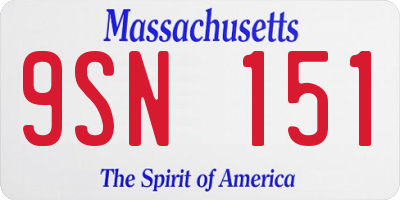 MA license plate 9SN151