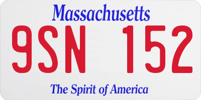 MA license plate 9SN152