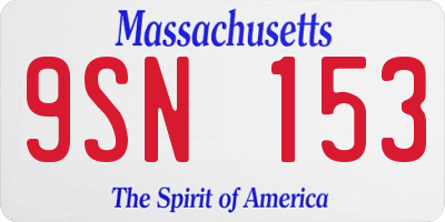 MA license plate 9SN153