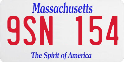MA license plate 9SN154