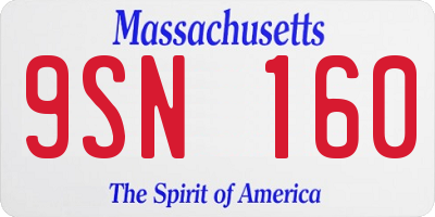MA license plate 9SN160