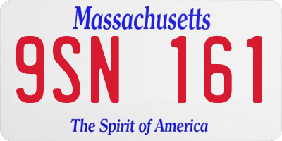 MA license plate 9SN161