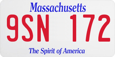 MA license plate 9SN172