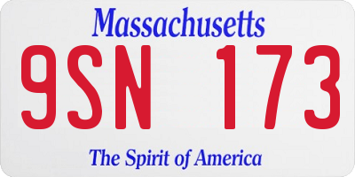 MA license plate 9SN173