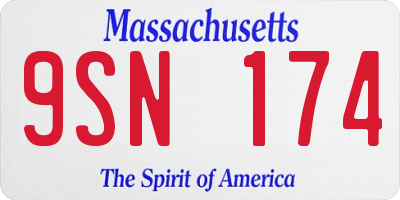 MA license plate 9SN174