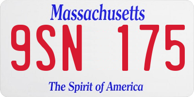 MA license plate 9SN175