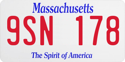 MA license plate 9SN178