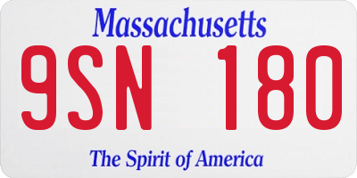 MA license plate 9SN180