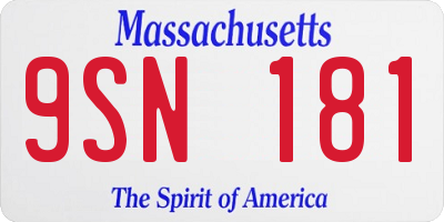 MA license plate 9SN181