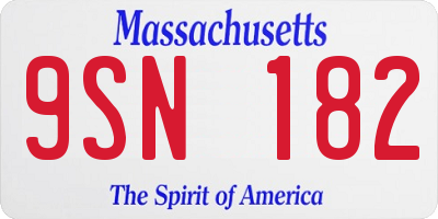 MA license plate 9SN182