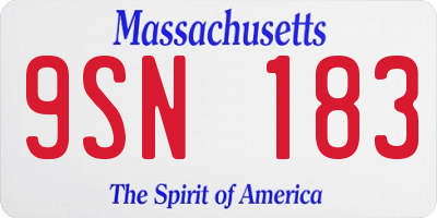 MA license plate 9SN183