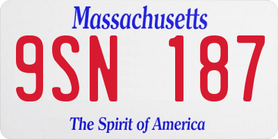 MA license plate 9SN187