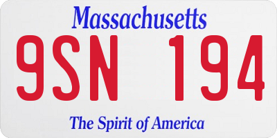 MA license plate 9SN194