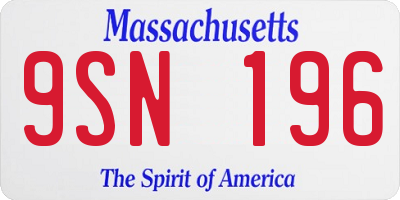 MA license plate 9SN196
