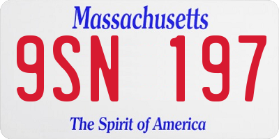 MA license plate 9SN197