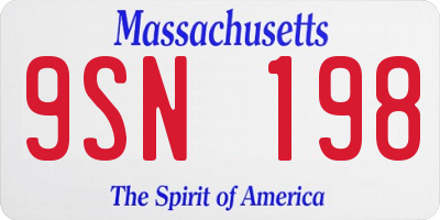 MA license plate 9SN198