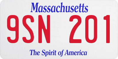 MA license plate 9SN201