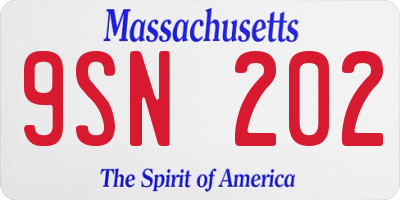MA license plate 9SN202
